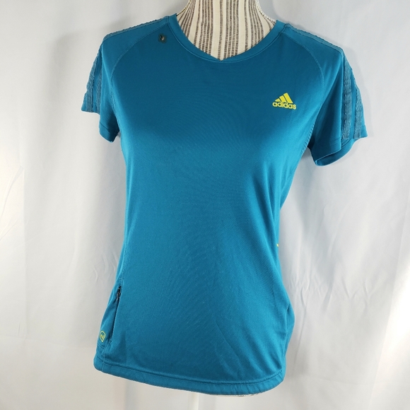 adidas Supernova Blue Tee w/ Zipper Pocket & Ear Bud Slot Size Medium - Picture 1 of 8